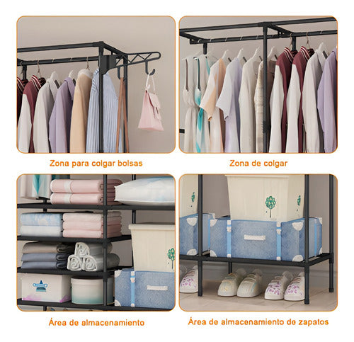 Closet Organizador 3 Espacios Zapatero Perchero - Norplat Negro