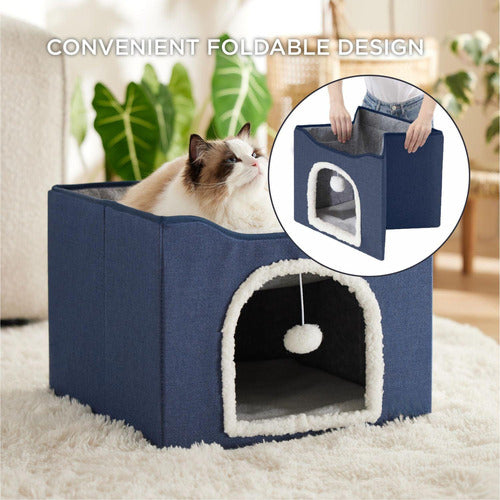 Cama Para Gatos Casa Plegable Gatos Perros Pequeños Norplat  Azul Marino