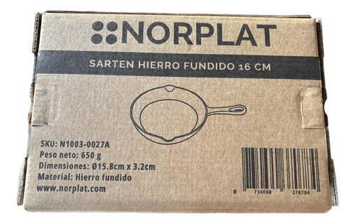 Sarten Redondo Hierro Fundido 16cm Provoleta Cocina Norplat Negro