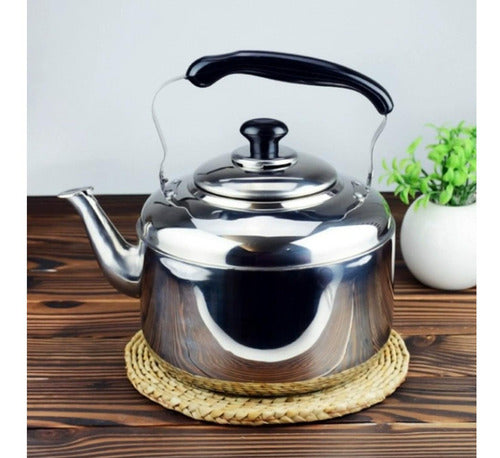 Tetera De Acero Inoxidable Cuello Cisne 5 Litros - Norplat Plateado