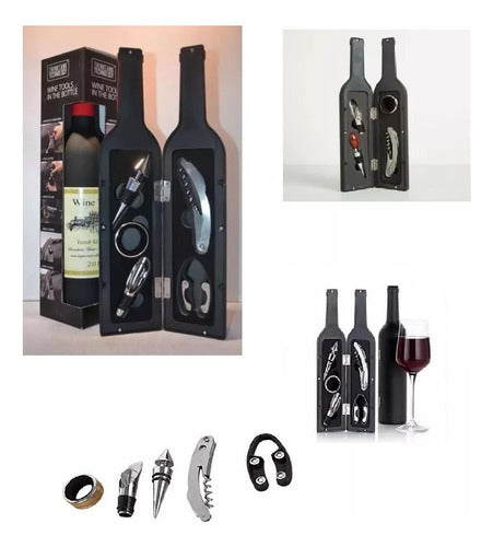 Set Descorchador Y Accessorios Para Vino En Estuche Botella