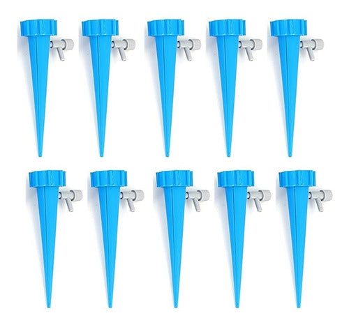 Set 10 Estacas Riego Goteo Para Botella Celeste