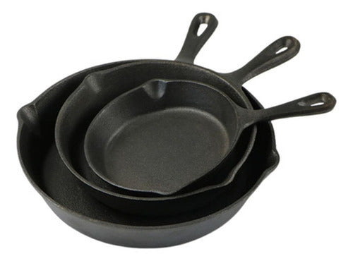 Sartenes De Hierro Fundido Juego De Sartenes 3 Piezas Cukin Negro