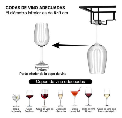 Estante Colgador De Copas - Copero 16 A 32 Copas - Norplat  Negro