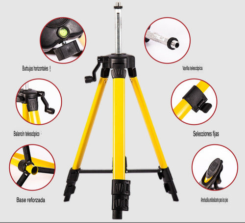 Nivel Laser 5 Líneas Profesional Con Trípode Base - Norplat