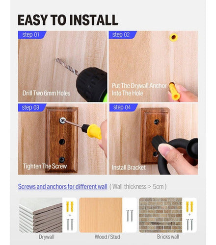 Soporte Guitarra De Pared En Madera Colgador Bajo - Norplat Marrón Oscuro