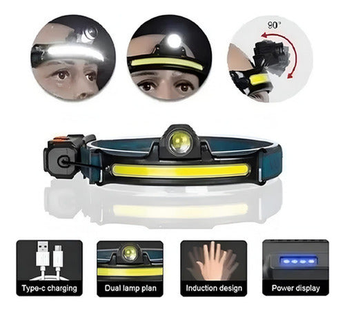 2 Linterna De Cabeza Recargable Led Potente Cintillo Norplat Negro