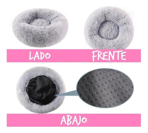 Cama Antiestrés Peluda Para Perros Y Gatos 60cm L Originales Arcoíris