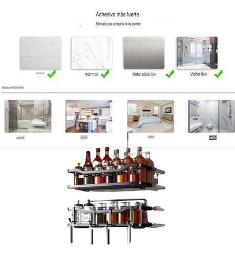 Organizador Ducha X2 Adhesivo Baño Esquinero Repisa Inoxidab Negro