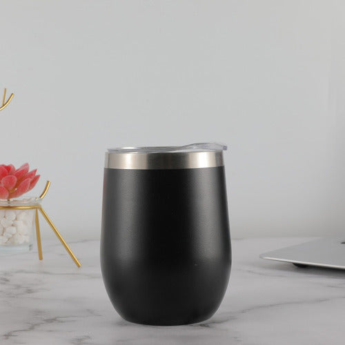 Set Vaso Térmico Acero + Tapa + Bombilla + Limpiador - Cukin Negro Negro