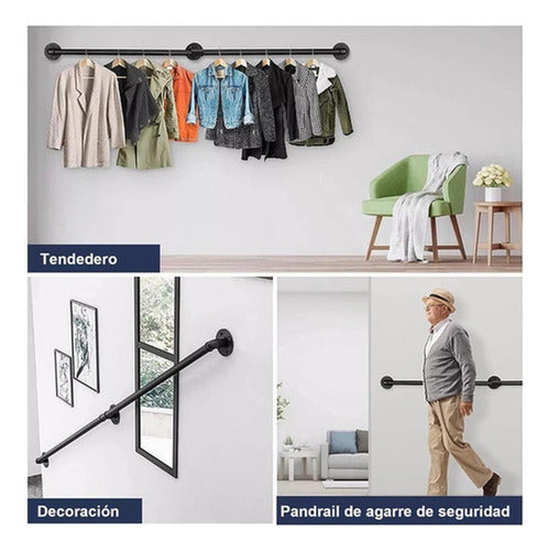 Barandal Pasamanos Tubo Escaleras Profesionales 3m - Norplat Negro