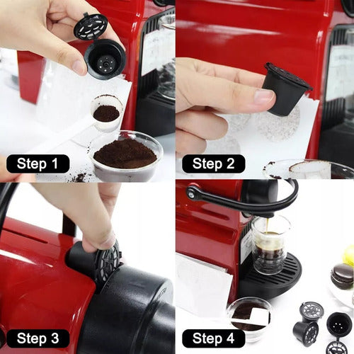 6 Capsulas Cafe Reutilizable Para Cafetera Nespresso Norplat Negro