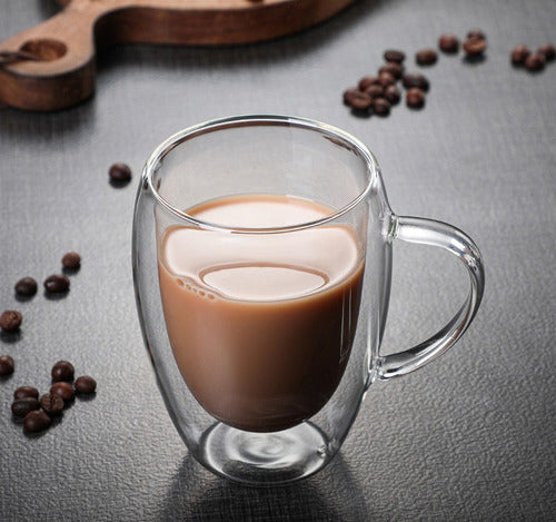Tazon Café Leche Te Doble Pared 450ml Frio Caliente - Cukin Transparente Dv450