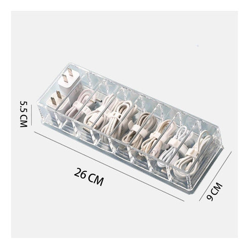Caja Almacenamiento Organizadora Plastica Cable Tapa Norplat Blanco