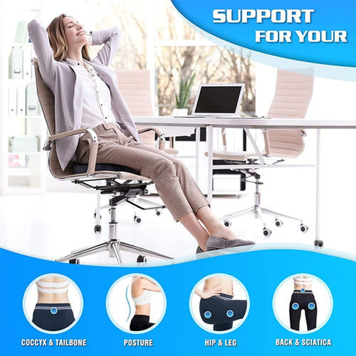 Cojin Para Silla Smart Con Memoria Lumbar Ortopedico Norplat Negro Liso