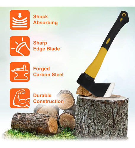 Hacha De Mano Mango De Fibra Cabeza De 1kg - Norplat Amarillo