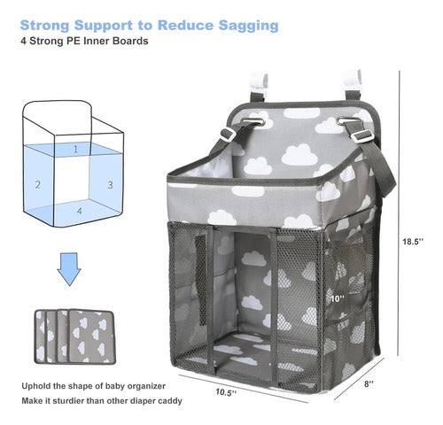 Organizador Pañales Cambiador Cuna Carrito Pañal - Norplat Gris