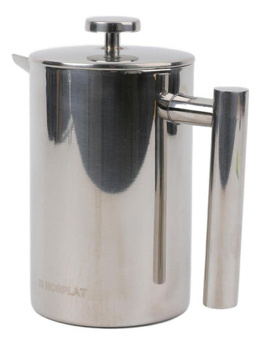 Cafetera Manual Prensa Francesa Acero Cafe 800ml - Norplat Plateado