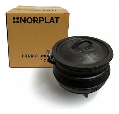 Olleta Olla Hierro Fierro Fundido 1.7 Litros + Tapa Norplat Negro