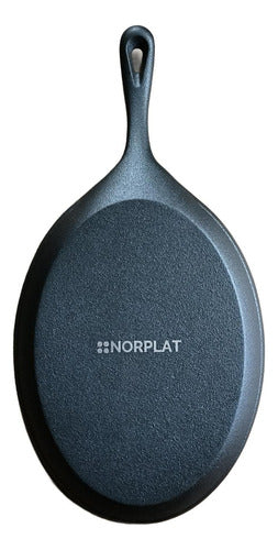 Sarten Hierro Fundido 24.5 Cm Con Base Madera - Norplat Negro