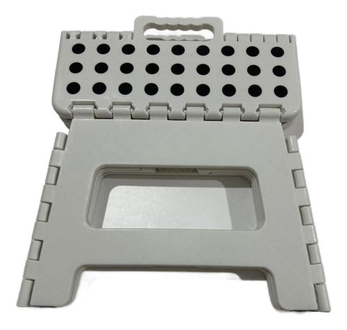 Taburete Piso Plegable Banquito Pórtatil Escala - Norplat Blanco