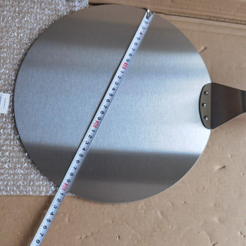 Pala De Pizza Redonda 30 Cm Acero Inox Con Mango De Madera Madera Clara