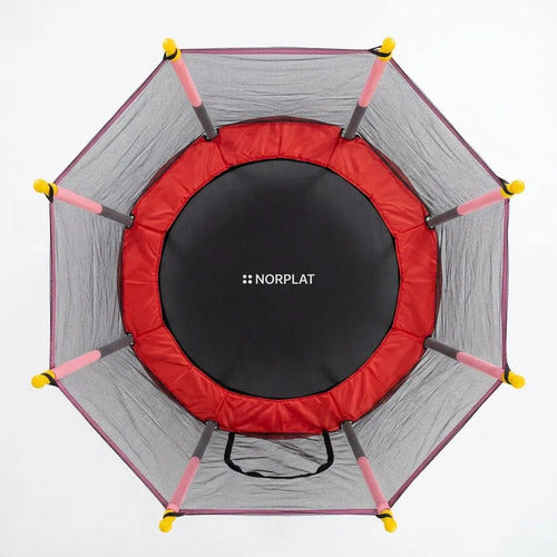 Cama Elastica Saltarina Para Niños 1.4 Mts Con Malla Norplat Negro Rojo