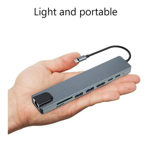 Hub Adaptador Usb Tipo C 8 En 1  - Macbook, Windows Ethernet