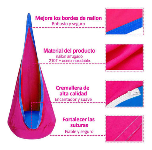 Columpio Sensorial Hamaca Colgante Niños + Cojín - Norplat Magenta