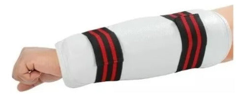 Canilleras Antebraceras Set X4 Artes Marciales Taekwondo Blanco Xs