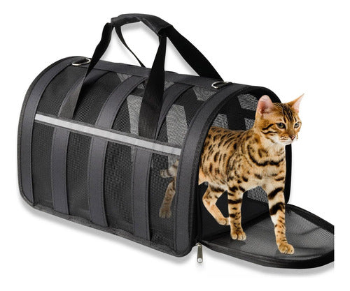 Bolso Transporte Mascota Gato Perro Norplat Talla M 41x26x24 Negro