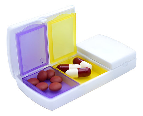 Pastillero Con Cortador De Pastillas - Dos Contenedores.. Blanco