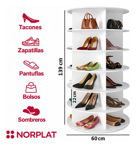 Organizador Estante Zapatero Giratorio 6 Niveles - Norplat Blanco