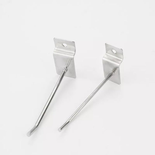 Pack 50 Ganchos Exhibidor 25cm 6mm Panel Ranurado - Norplat - Plateado