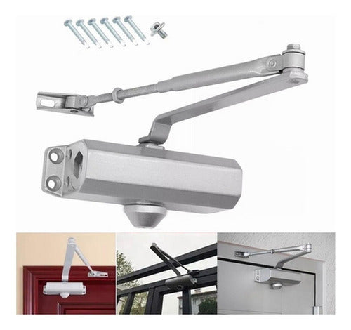 Cierre Automatico Puerta Brazo Hidraulico 45-65kg - Norplat Plateado