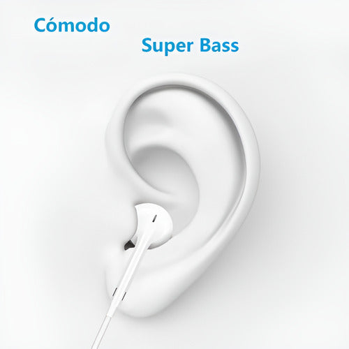 Audifonos Manos Libres Norplat Compatible Con iPhone 7 Al 14 Blanco