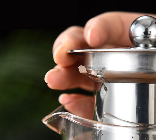 Set Tetera Té Acero Vintage Vidrio 500 Ml Premium - Cukin