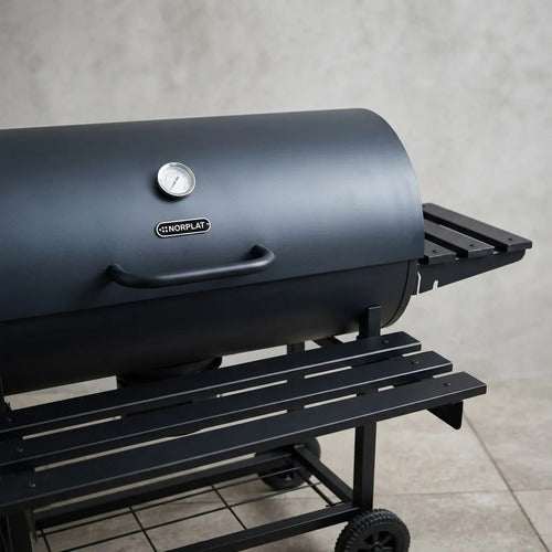 Parrilla Carbón Olavi Norplat Bbq Grill Asado Con Tapa Rueda Negro