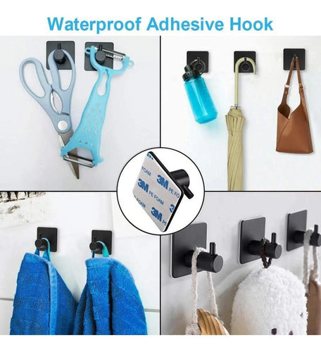 Set De 7 Accesorios Baño Acero Inoxidable Toallero - Norplat Negro