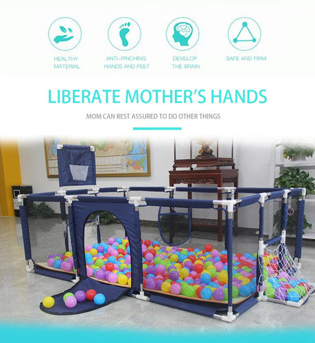 Corral Para Bebe Con Aro De Basket 180cm Seguridad - Norplat Azul