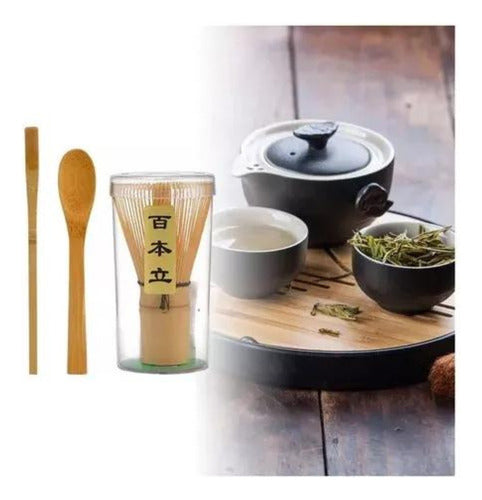 Batidor Infusor Revolvedor De Bambú Set Te Matcha - Norplat - Marrón Claro