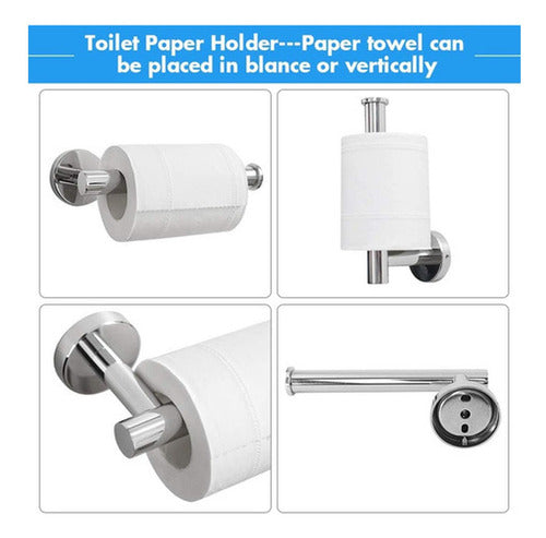 Set De 7 Accesorios Baño Acero Inoxidable Toallero - Norplat Plateado