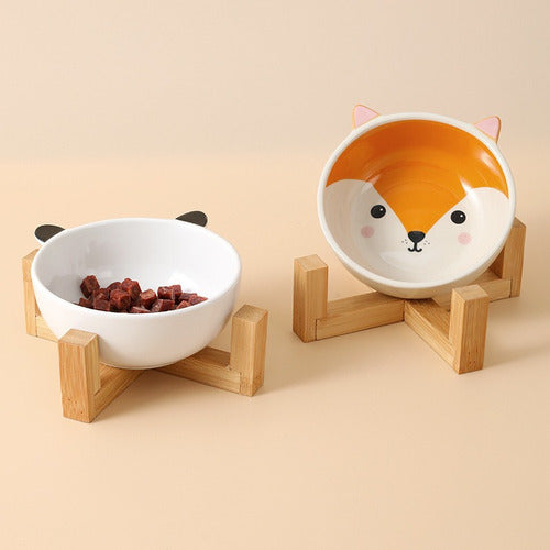 Plato Pocillo Tazón Comida Agua Cerámica Mascota Perro Gato  Oso Panda