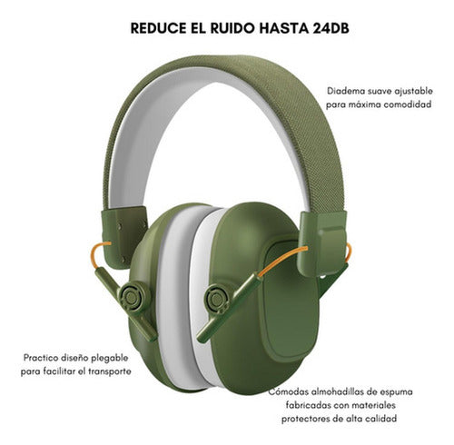 Audífonos Antiruido Niños Y Jóvenes Con Autismo Tdah Norplat Verde Oliva