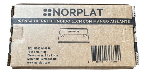 Prensa Para Hamburguesa Smash Burguer Hierro Fundido Norplat