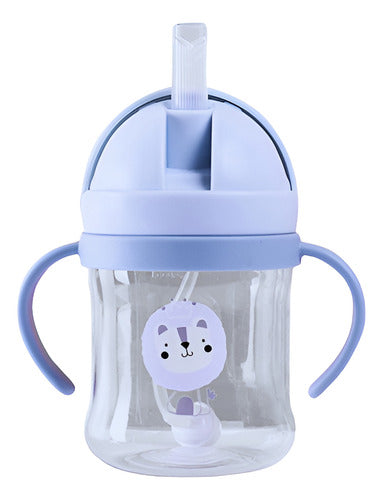 Vaso Antiderrame Norplat Para Bebe Con Bombilla 250ml 360° Celeste León