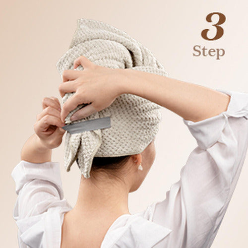 Toalla Turbante Para El Cabello Pelo De Microfibra - Norplat Beige Lisa