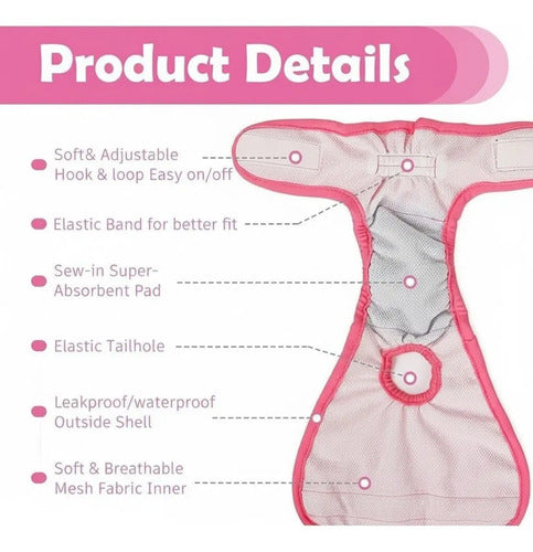 Calzón Celo Perra Pañal Lavable Reutilizable Norplat Rosa S