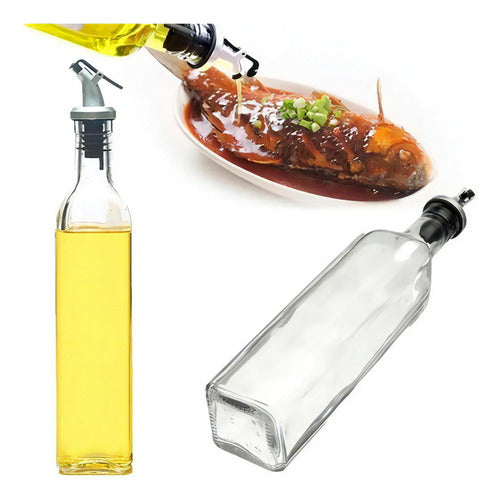 2 Botellas Vidrio 500ml Dispensador Aceitero Vinagre Norplat