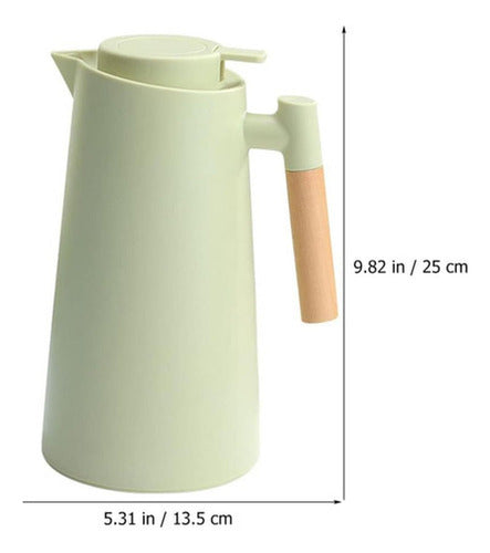 Jarra Termica Norplat 1 Litro Vidrio Aislante Calor Frio Verde Oliva